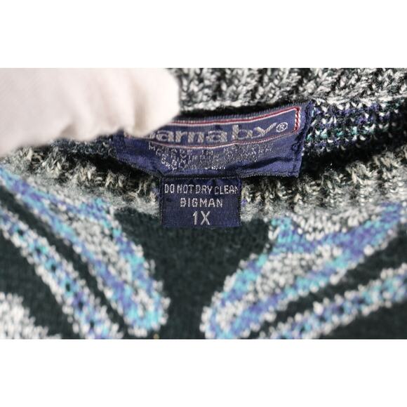 Vintage Barnaby Sweater Mens 1X Geometric Print Virgin Acrylic Coogie Style 90s - Picture 3 of 6
